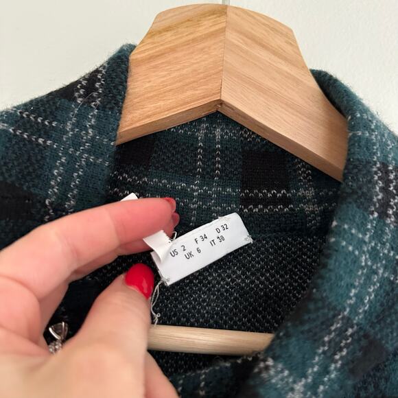 AKRIS Punto Cashmere-Blend Mock Neck Plaid Sweater In Black-Ivy - Picture 8 of 11